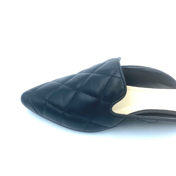 NWT Black Quilted Faux Leather Mules Pointed Toe - Picture 3 of 12